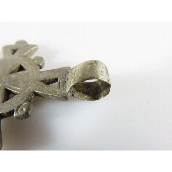 1 7/8" High Celtic Style Coptic Ethiopia Silver Cross With Chamfered Decoration - Picture 7 of 12